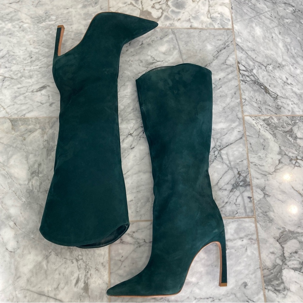 SCHUTZ Maryana Green Suede Tall Boots - Picture 10 of 11